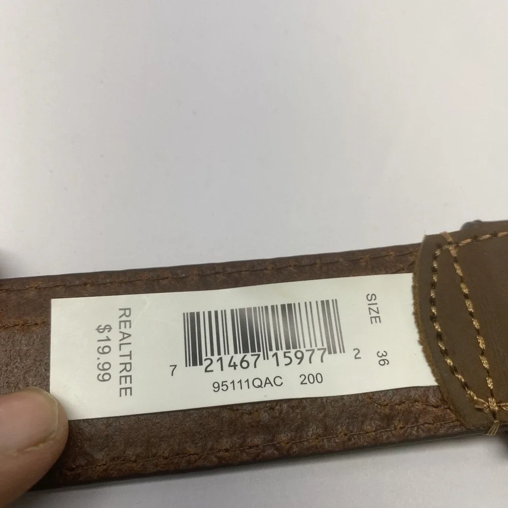 Realtree Brown Leather Belt‎ Mens Size 36 Work Casual